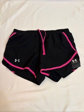Under Armour Black Shorts with Pink Trim and Drawstring